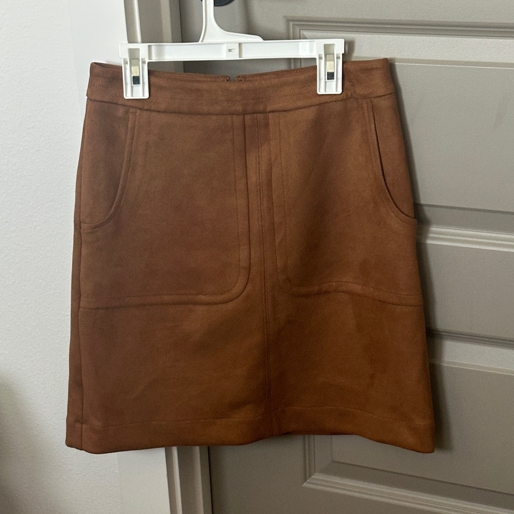 LOFT Chestnut Suede Mini Skirt